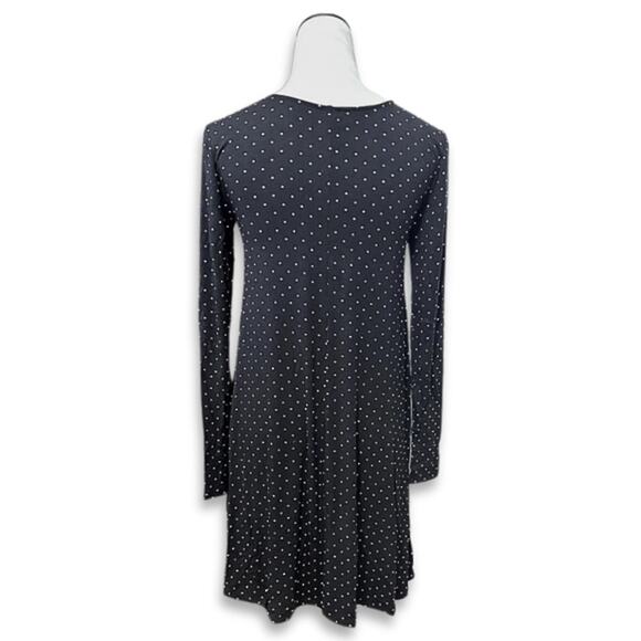 Old Navy A-Line Dress Polka Dot Print Long Sleeves Knee Length Black Women's S - Picture 4 of 8